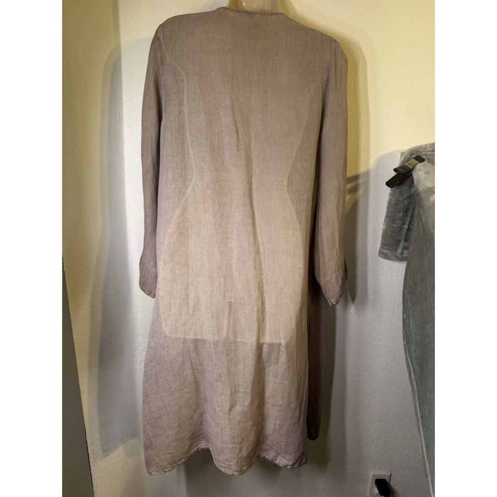 Dolma Linen Duster Womens M Oversized Taupe Lagenlook Long Jacket Boho India - Picture 7 of 14